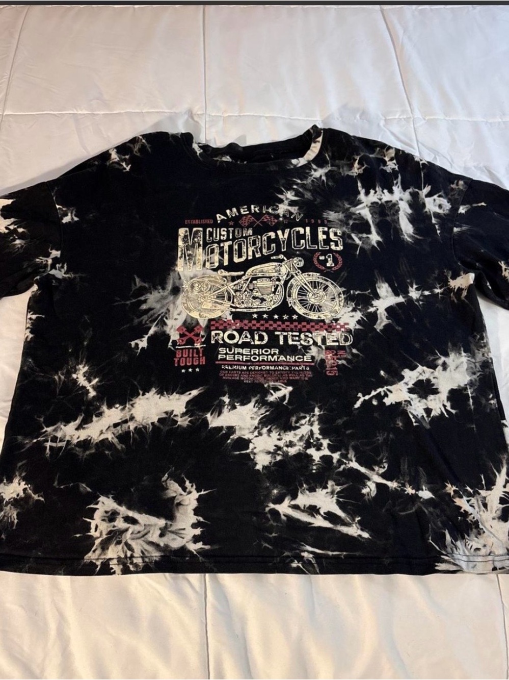 Tie-Dye Motorcycle Graphic Tee - Black & White